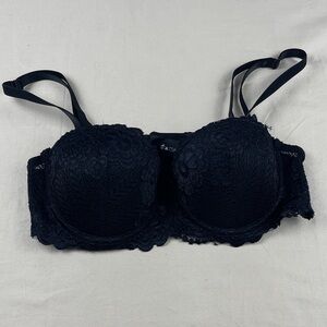 Lace Underwire Push-Up Bra in Black